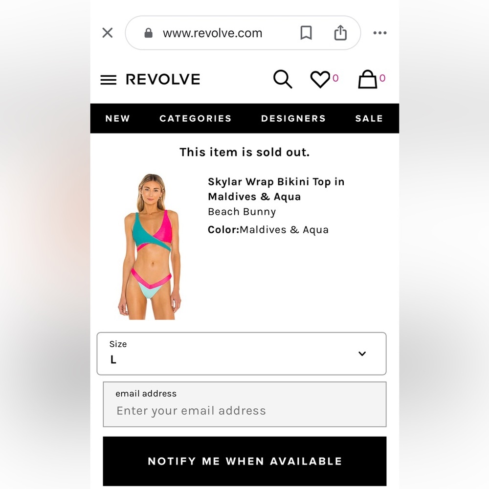 NWT Revolve Beach Bunny Skylar Ribbed Triangle Wrap Bikini Top in Carbon Large - Picture 13 of 15